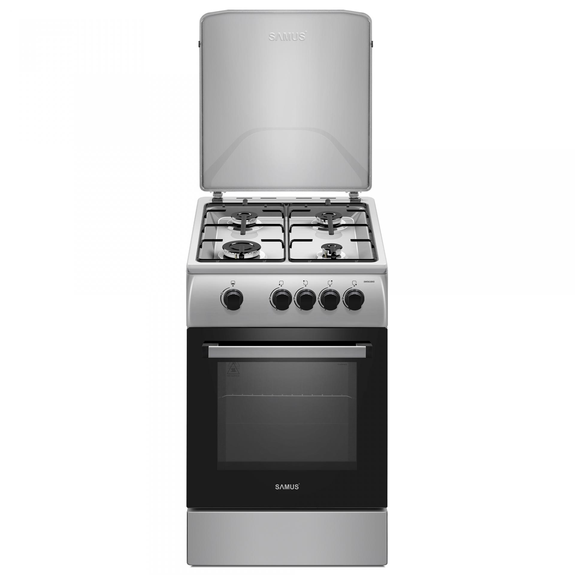Samus Aragaz Samus SM561BXS, 54 l cuptor, 4 arzatoare pe gaz, 50 x 60 cm, Inox - IT-Fashion.ro