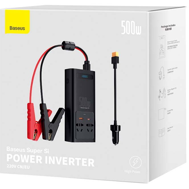 Invertor Auto BASEUS CGNB000101, 12V-220V, 500W, USB-C și USB-A - Imagine 5
