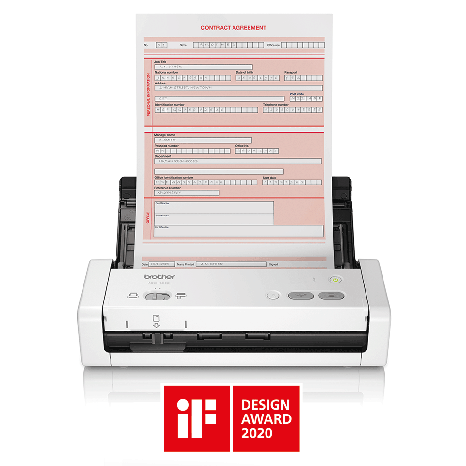 Brother Scanner portabil BROTHER ADS-1200TC1, Duplex, A4, Wi-Fi, Alb/Negru - IT-Fashion.ro