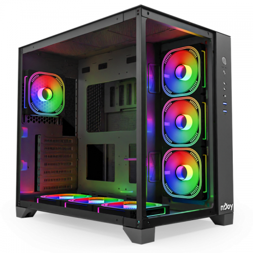 NJOY Carcasă PC NJOY Aura CSMD-A000TAU-BL01B, ATX, RGB, Black - IT-Fashion.ro