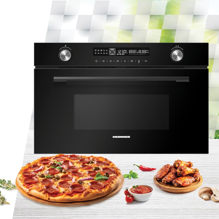 Cuptor cu microunde HEINNER incorporabil HMW-MDBI34CTBK, 34 L, 900 W, Grill, Negru - Imagine 3