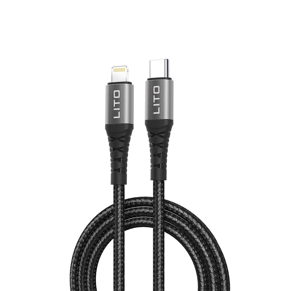 Cablu de date si incarcare Lito LD08CL, USB-C - Lightning, 27W, 1m, Negru - Imagine 1