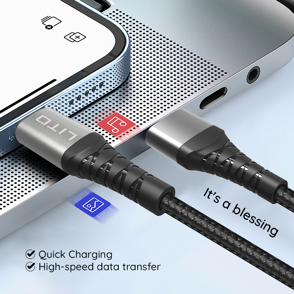 Cablu de date si incarcare Lito LD08CL, USB-C - Lightning, 27W, 1m, Negru - Imagine 4
