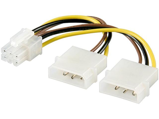 OEM Cablu alimentare OEM Molex 2x5.25 tata - PCI-E 6 pini 0.15m - IT-Fashion.ro