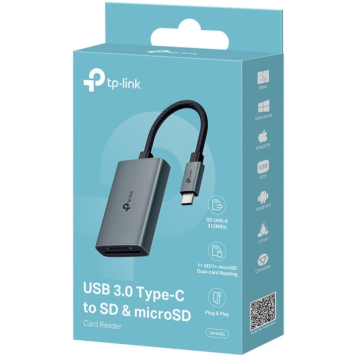 Card Reader TP-LINK UA440C, USB-C, Gray - Imagine 4