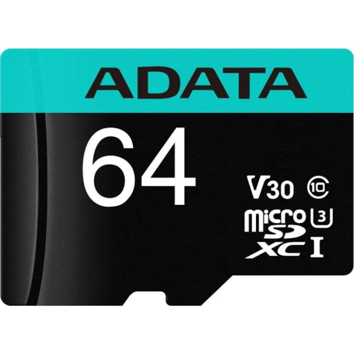 ADATA Card de memorie ADATA PremierPRO, MicroSDXC, 64GB, UHS-I U3 + Adaptor, Black - IT-Fashion.ro
