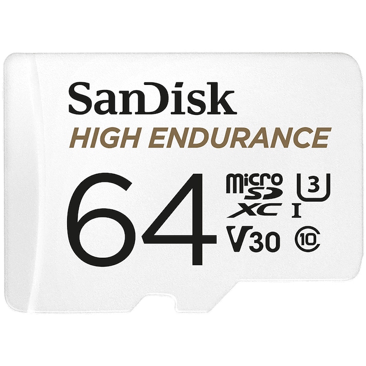 SANDISK Card de memorie SANDISK micro SD, High Endurance Video, 64 GB, Class 10, V30, White - IT-Fashion.ro