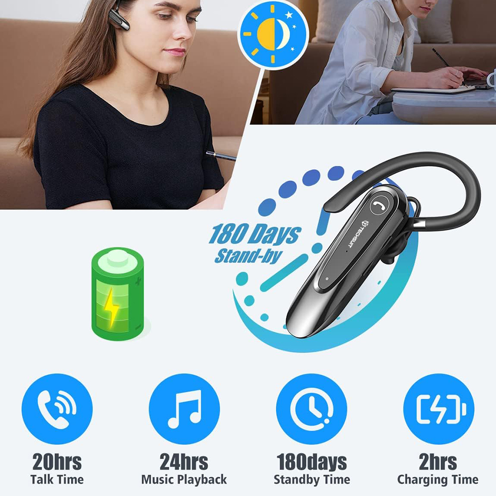 TECHSUIT Casca Bluetooth Techsuit AirTalk CB2 KF2360387, Bluetooth 5.0, Raza de transmisie 15m, Negru - IT-Fashion.ro