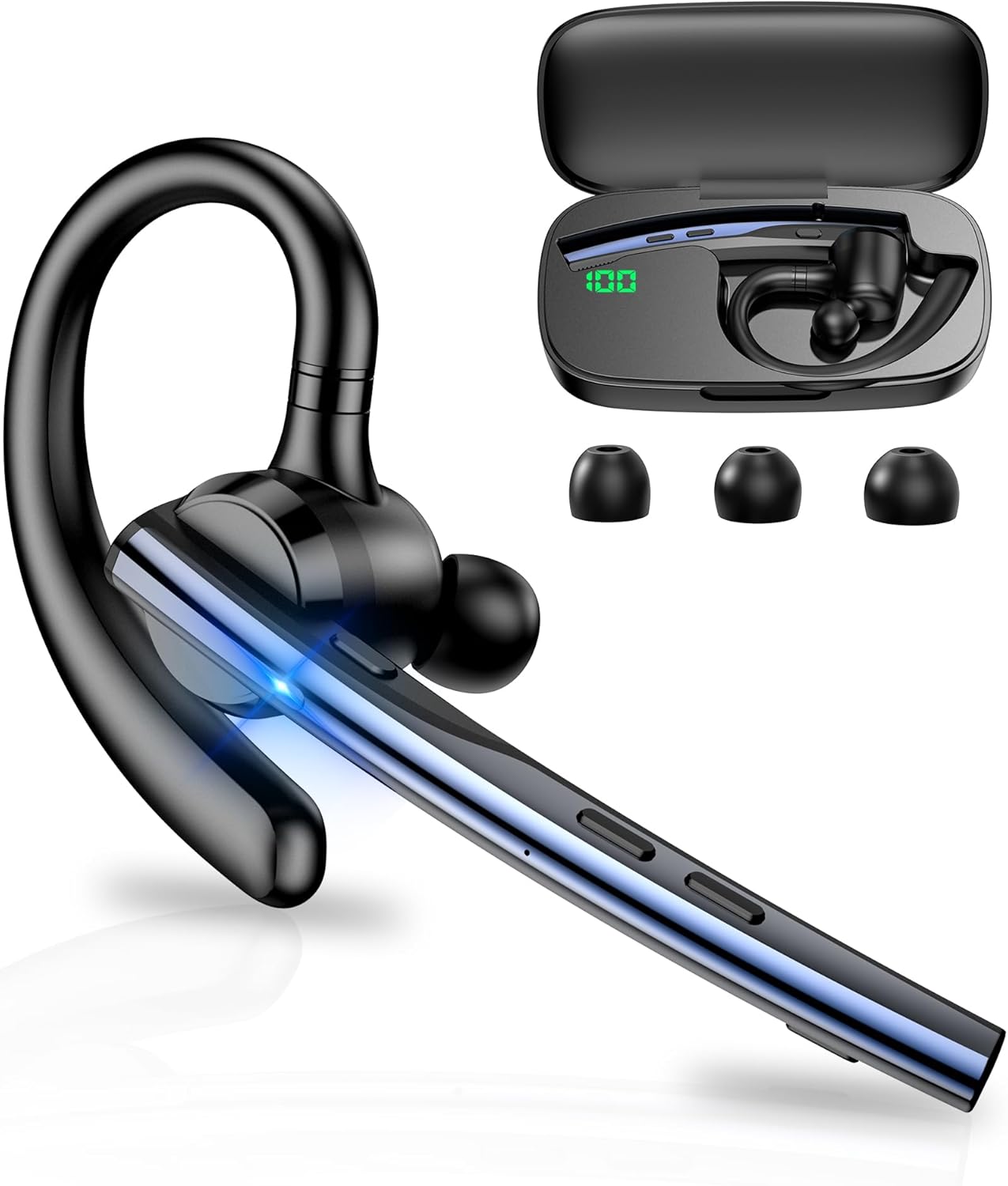 TECHSUIT Casca Bluetooth Techsuit Vocelis Pro CB4 KF2364177,  Bluetooth 5.1, Raza de transmisie pana la 15m, Negru/Albastru - IT-Fashion.ro