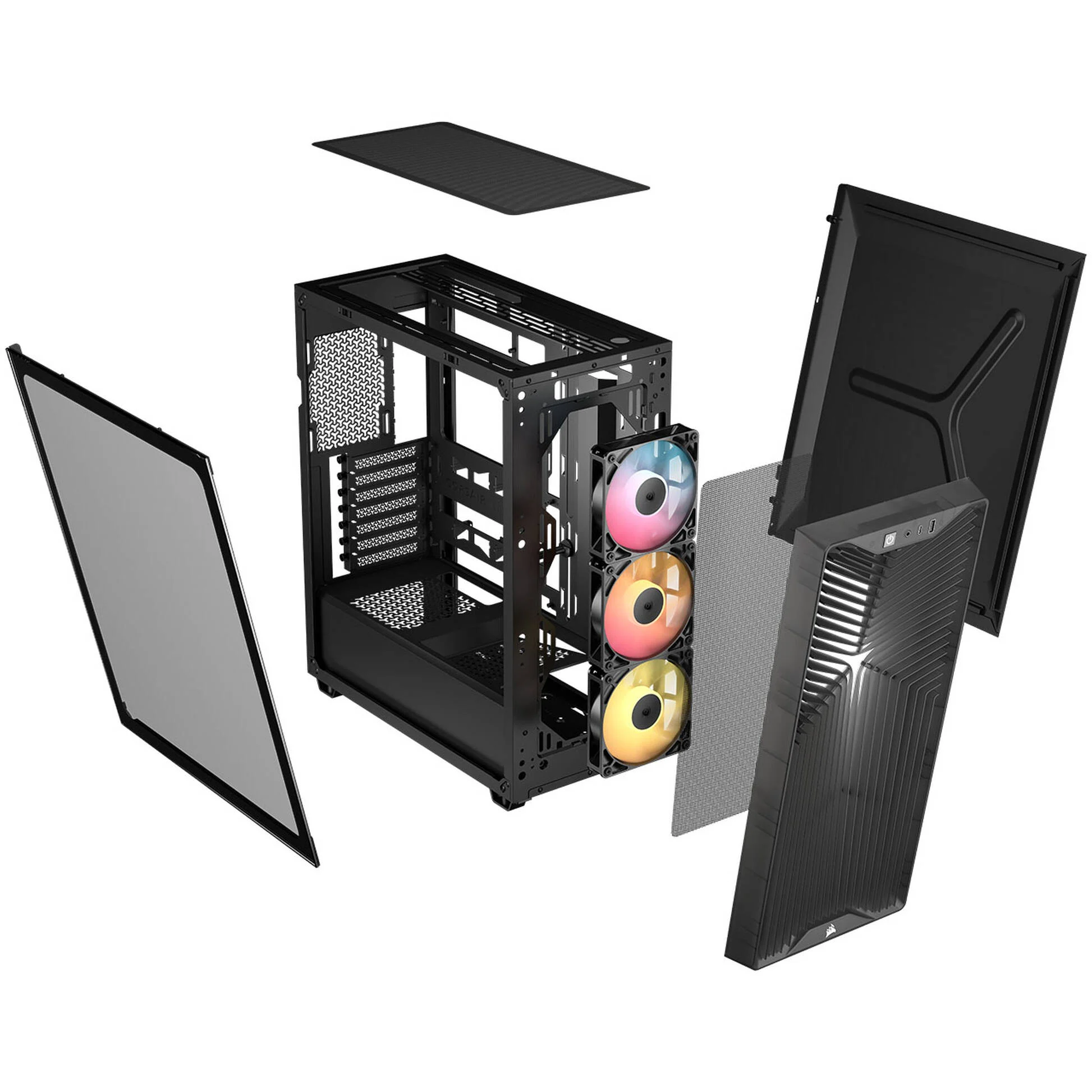 Carcasă PC CORSAIR 3200D RS ARGB, Mid Tower, ATX, Tempered Glass, Smoke - Imagine 8