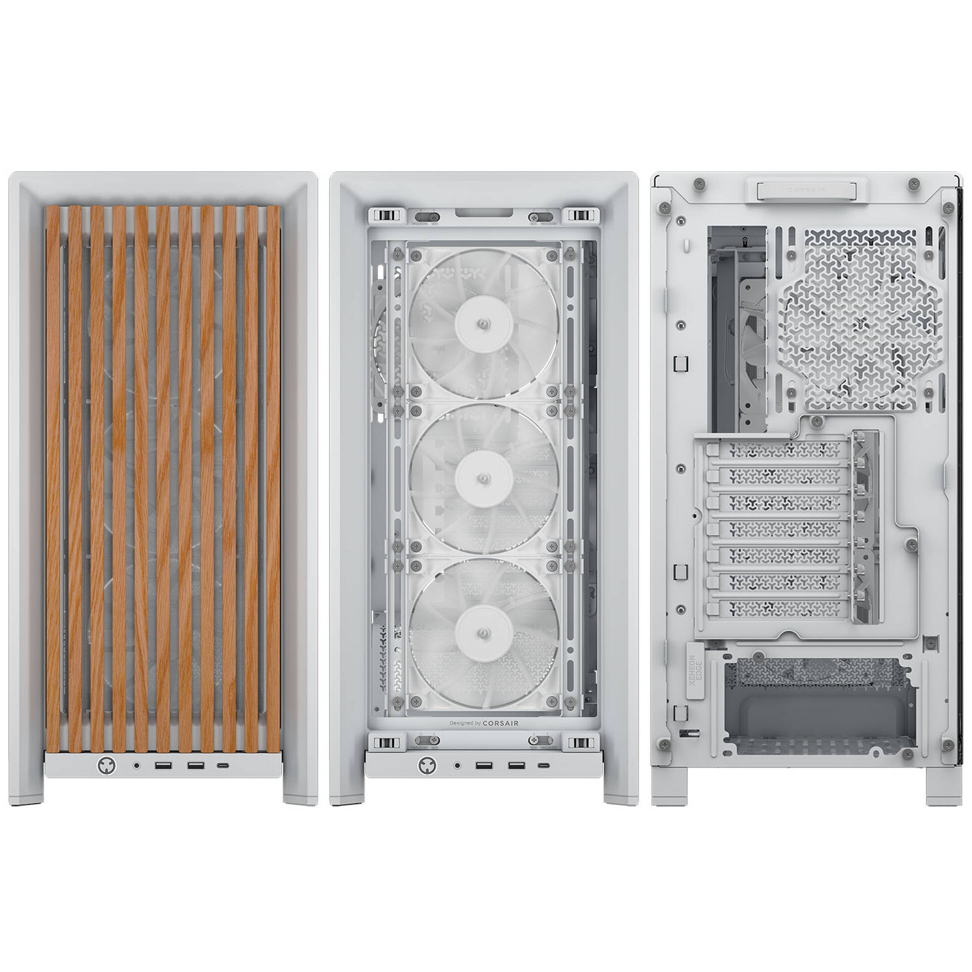 Carcasă CORSAIR FRAME 4000D RS Wood, Mid-Tower, E-ATX, White - Imagine 5
