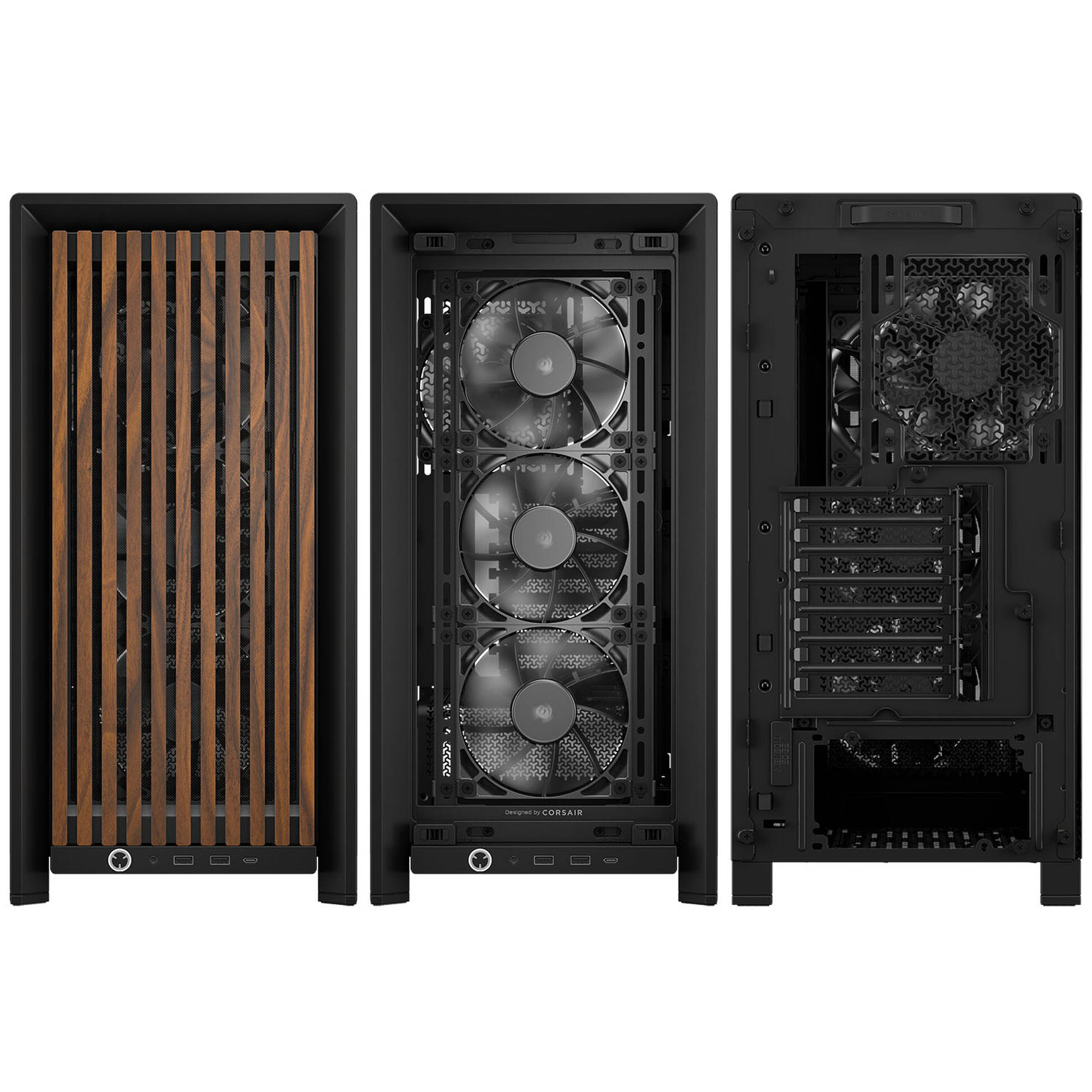 Carcasă CORSAIR FRAME 4000D RS Wood, Mid-Tower, E-ATX, Black - Imagine 5