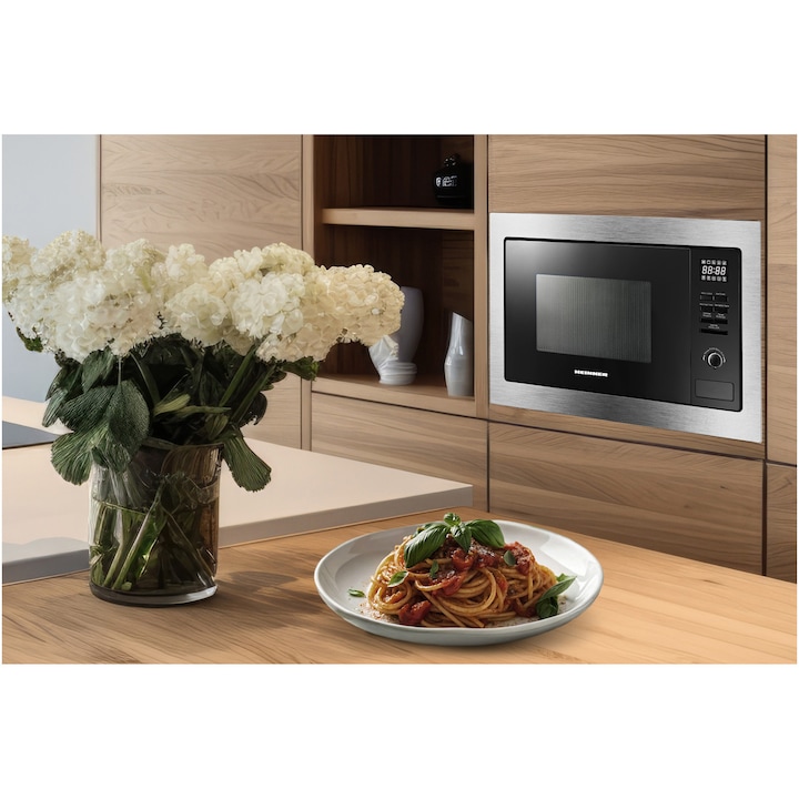 Cuptor cu microunde HEINNER HMW-MDBI25GDIX, 25l, 900 W, 10 programe, Negru/Inox - Imagine 3
