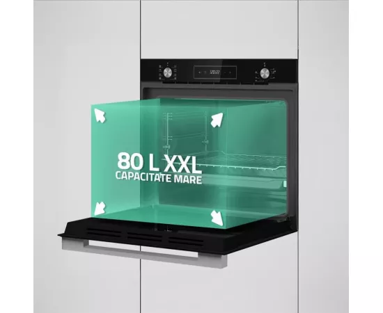 Cuptor incorporabil SAMUS SCE828GCF3D, 80 L, 2500 W, 8 funcții, curățare catalitică, negru - Imagine 6