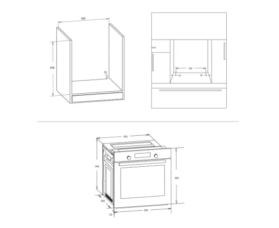 Cuptor incorporabil SAMUS SCE828GCF3D, 80 L, 2500 W, 8 funcții, curățare catalitică, negru - Imagine 7