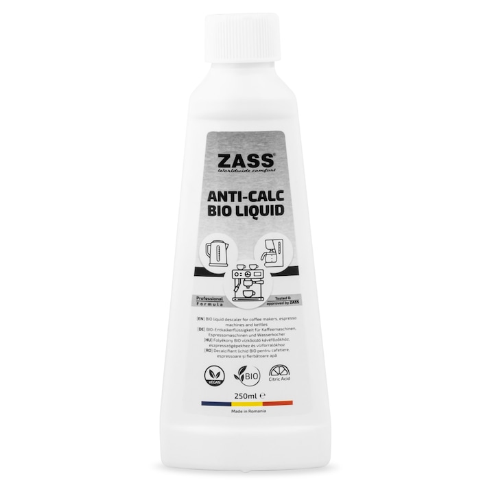 ZASS Decalcifiant lichid bio ZASS ZDL 01, 250 ml anti-calcar pentru espressoare, cafetiere și fierbătoare, 250 ml - IT-Fashion.ro