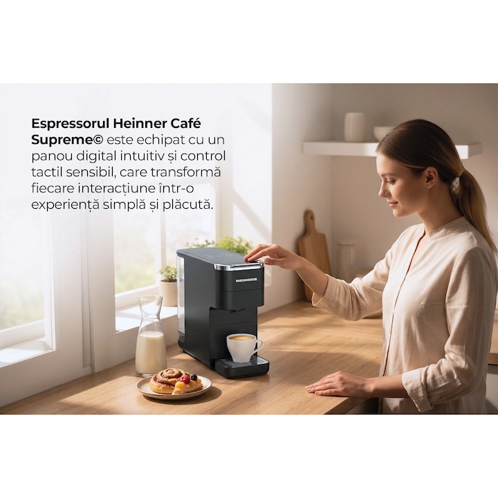 Espressor cu capsule HEINNER HEMC-DD15BK, 1525W, 15 bar, 1.5L, Negru - Imagine 6