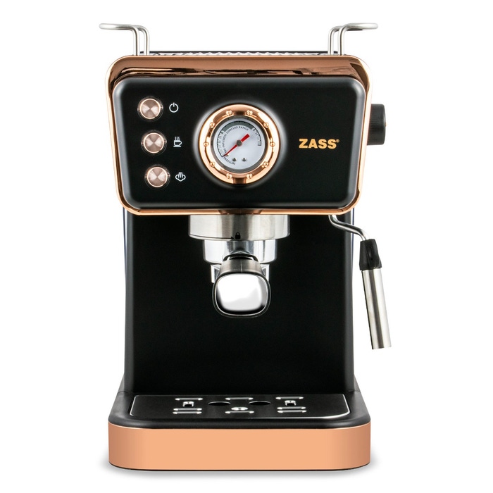 ZASS Espressor manual Zass ZEM 20 Rose Gold , 20 bar, 1350 W, compatibil capsule Nespresso, 1.5l, duza spumare inox, negru - IT-Fashion.ro