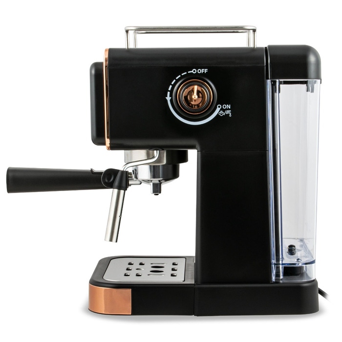 Espressor manual Zass ZEM 20 Rose Gold , 20 bar, 1350 W, compatibil capsule Nespresso, 1.5l, duza spumare inox, negru - Imagine 3