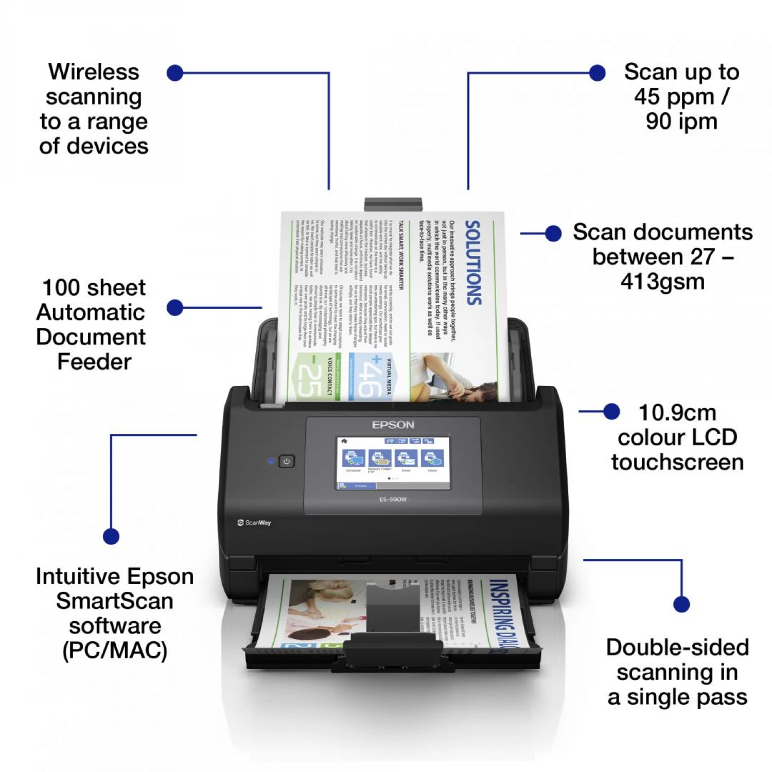 Scanner EPSON WorkForce ES-590W, A4, Duplex - Imagine 3