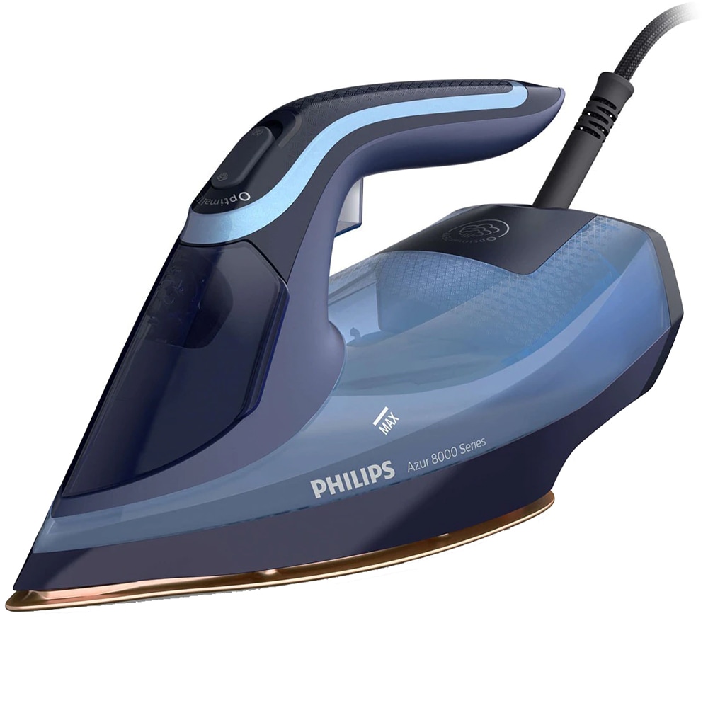 PHILIPS Fier de calcat PHILIPS Azur 8000 DST8020/20, 3000W, 240g/min, 350ml, talpa SteamGlide Elite, Blue - IT-Fashion.ro