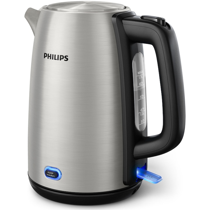 PHILIPS Fierbator electric PHILIPS Viva Collection HD9353/90, 22000W, 1.7l, Argintiu/Negru - IT-Fashion.ro