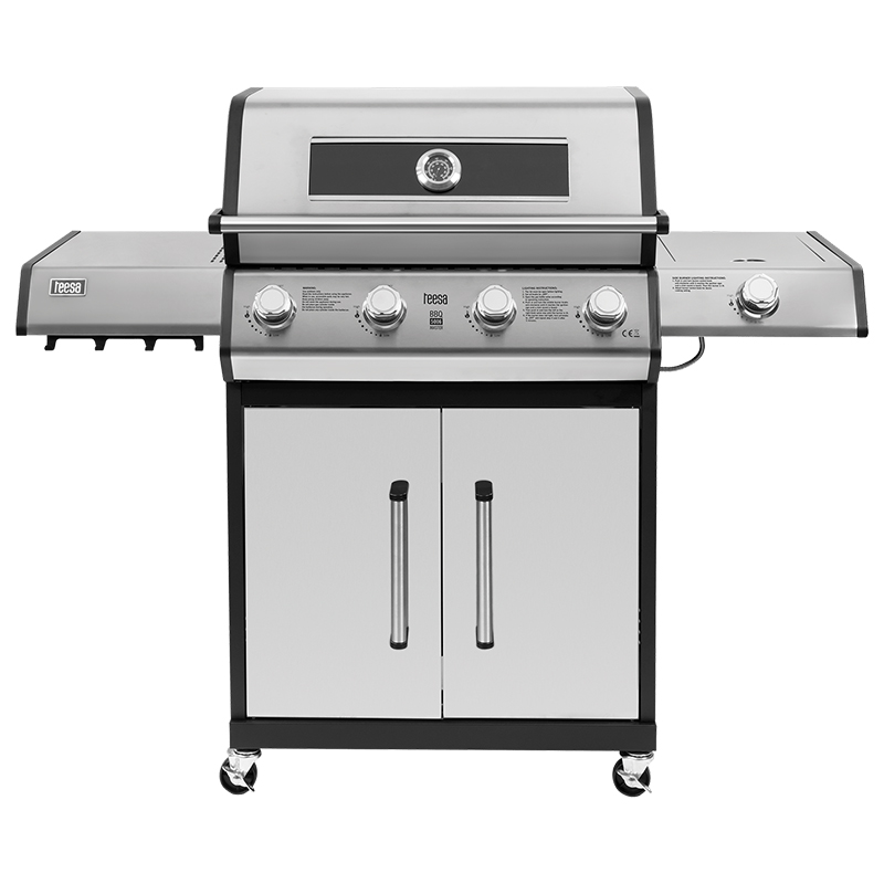 TEESA Grill pe Gaz Teesa BBQ 5006 Master TSA0250, 5 arzatoare, 14 kW, Suprafata de gatit 71,5x45 cm, Gri/Negru - IT-Fashion.ro