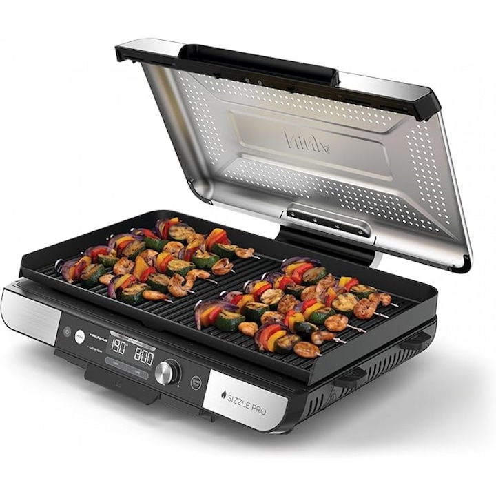 NINJA Grătar electric NINJA Sizzle Pro XL GX101EU, 1800W, 2 plăci ceramice, ProTemp iQ, capacitate XL - IT-Fashion.ro