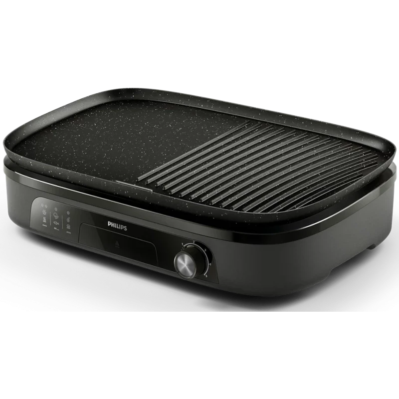 PHILIPS Grătar electric de masă PHILIPS HD6210/90, 2400W, Plită detașabilă XL, Temperatură reglabilă, Black - IT-Fashion.ro