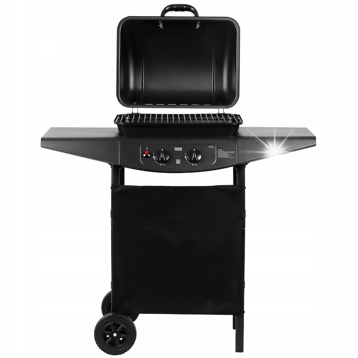 TEESA Grătar pe gaz TEESA TSA0080, 2 arzătoare, 5 kW, Black - IT-Fashion.ro
