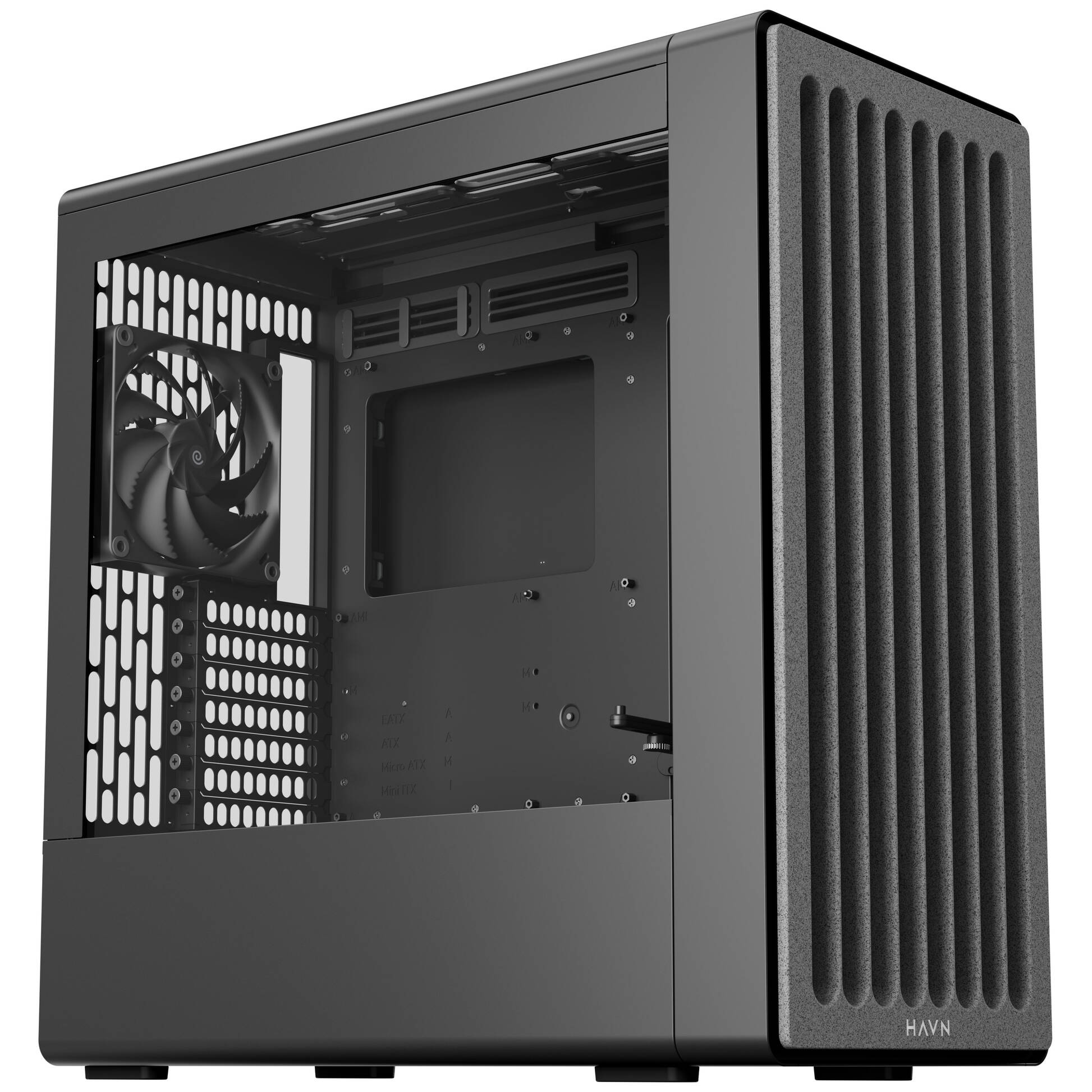 HAVN Carcasa HAVN BF 360 Flow HVN-CA-BF360-04, E-ATX, Mid Tower, Tempered Glass, Black - IT-Fashion.ro
