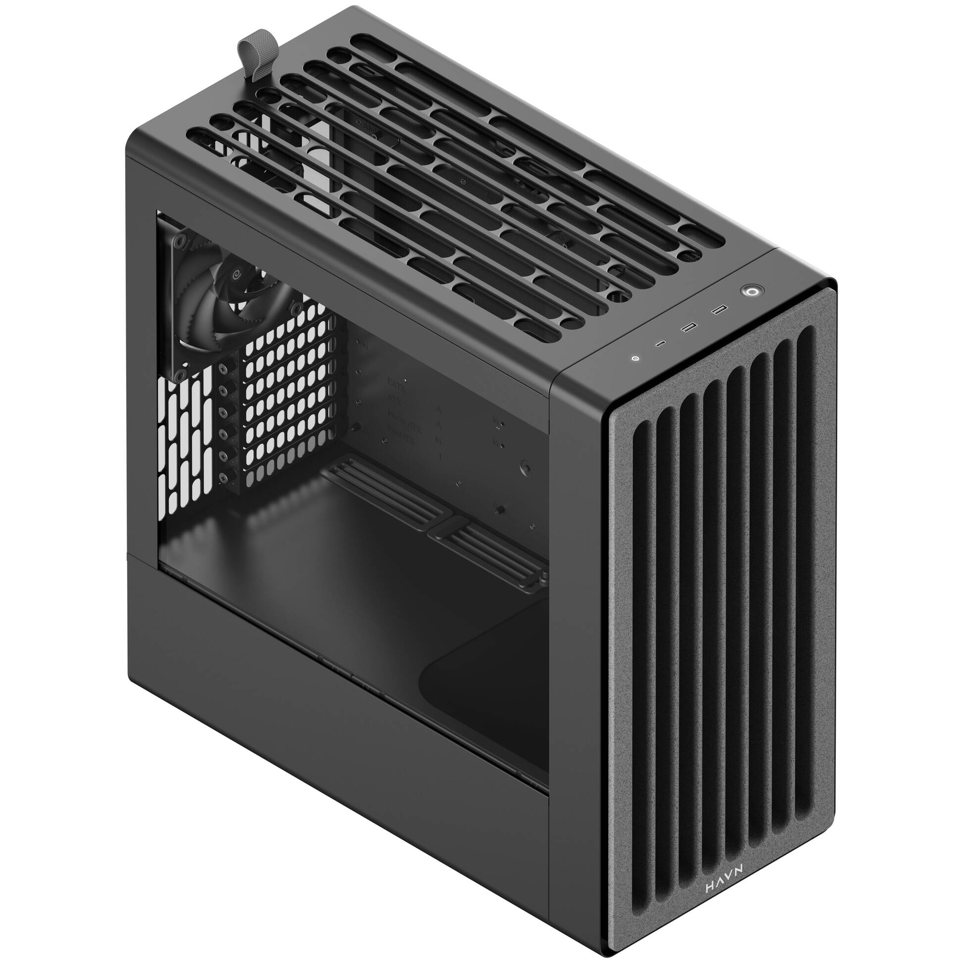 Carcasa HAVN BF 360 Flow HVN-CA-BF360-04, E-ATX, Mid Tower, Tempered Glass, Black - Imagine 3