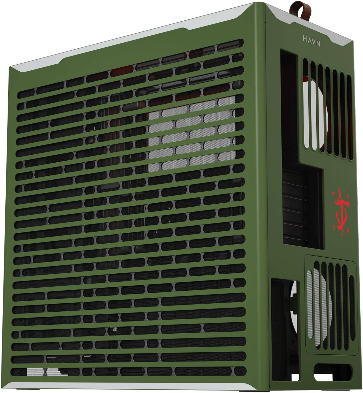Carcasa HAVN HS 420 DOOM The Dark Ages HVN-CA-HS420-05-DOOM, E-ATX, Mid Tower, Tempered Glass, Limited Edition, Green - Imagine 3