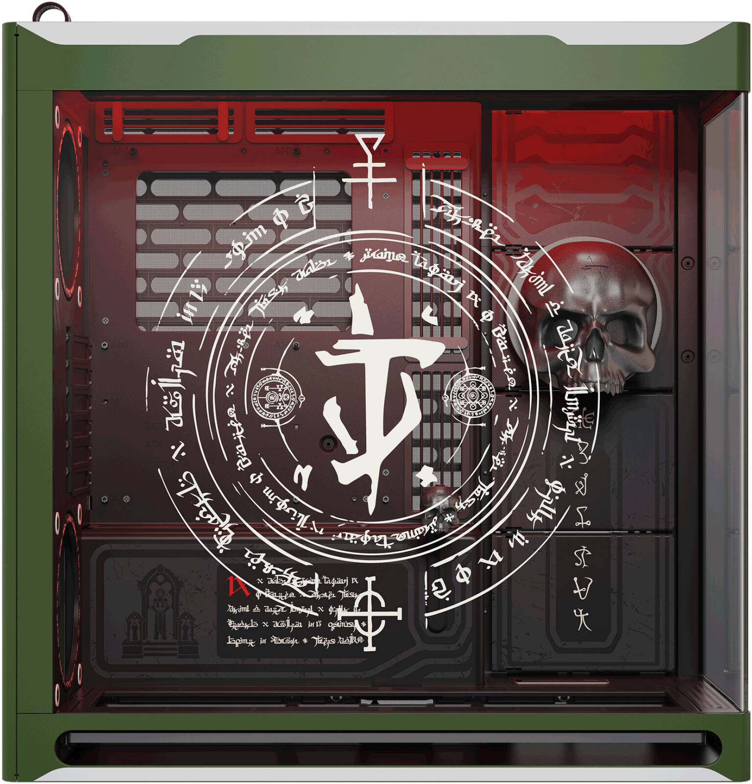 Carcasa HAVN HS 420 DOOM The Dark Ages HVN-CA-HS420-05-DOOM, E-ATX, Mid Tower, Tempered Glass, Limited Edition, Green - Imagine 4