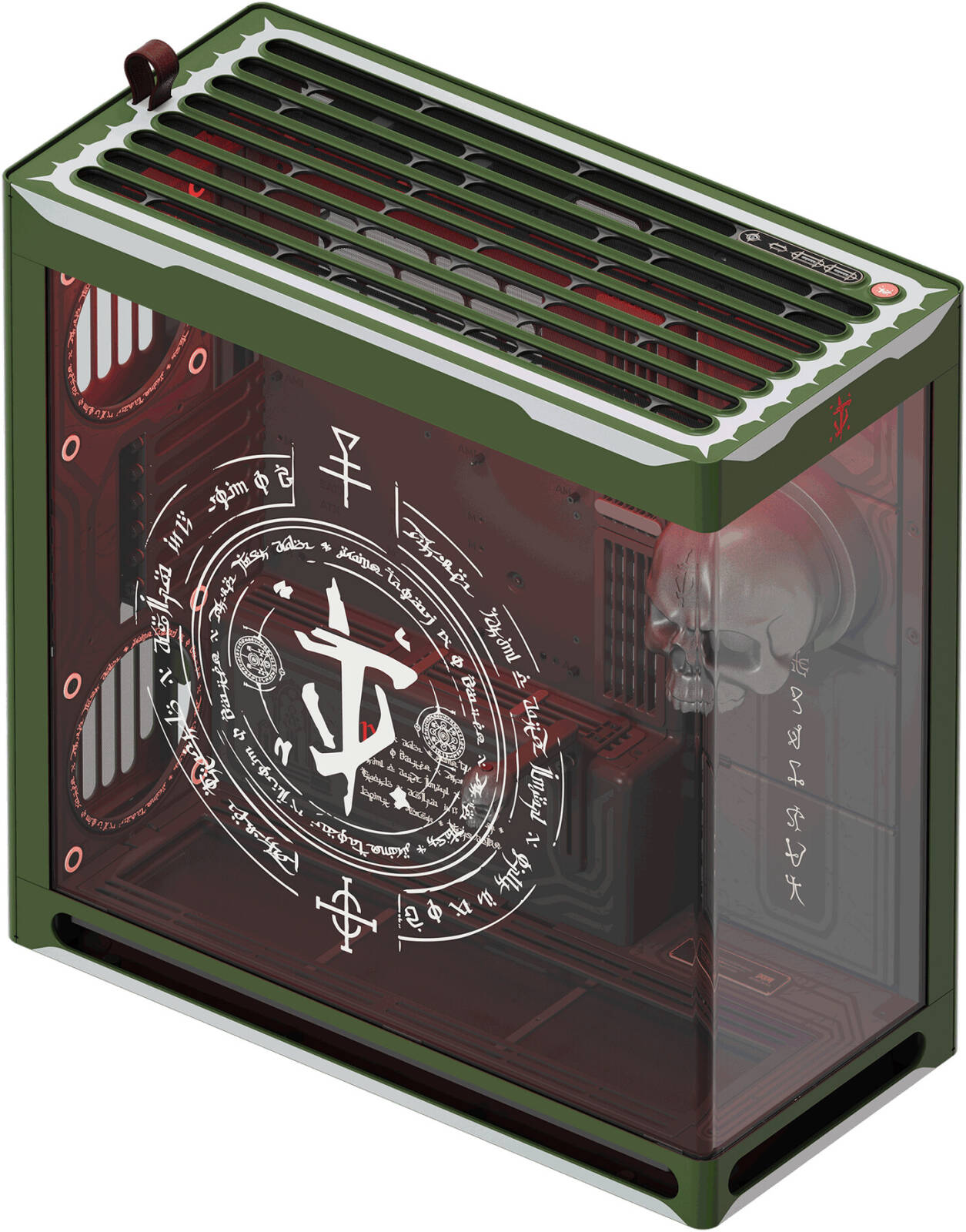 Carcasa HAVN HS 420 DOOM The Dark Ages HVN-CA-HS420-05-DOOM, E-ATX, Mid Tower, Tempered Glass, Limited Edition, Green - Imagine 6