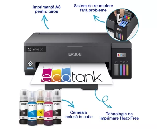 EPSON Imprimanta Inkjet CISS Epson EcoTank L11050, A3, Color, USB, Wireless, Negru - IT-Fashion.ro