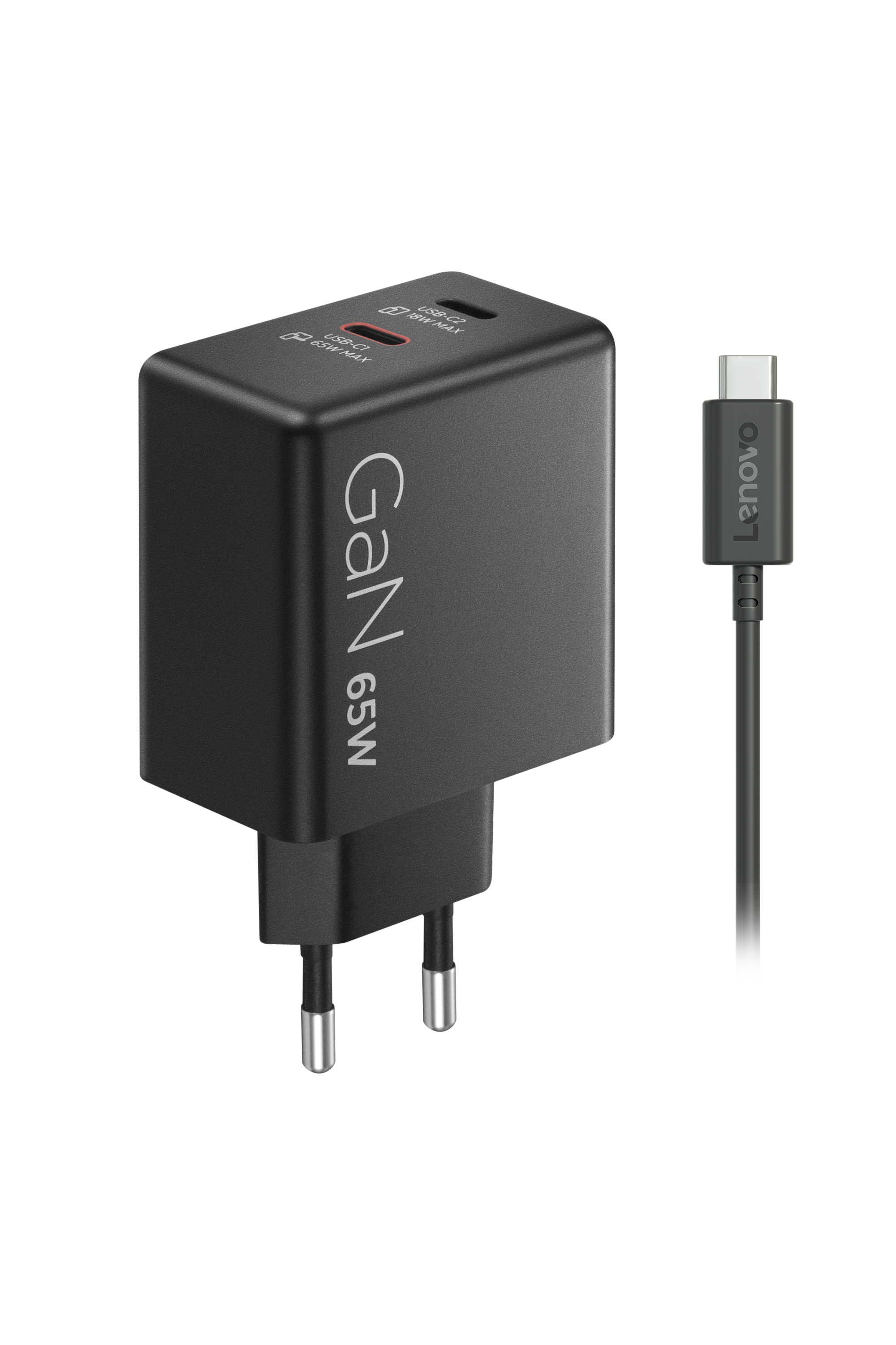 Incarcator retea LENOVO Dual GAN 40AW065BEU, USB-C, 65W, Negru + Cablu USB-C inclus de 1.5m - Imagine 5