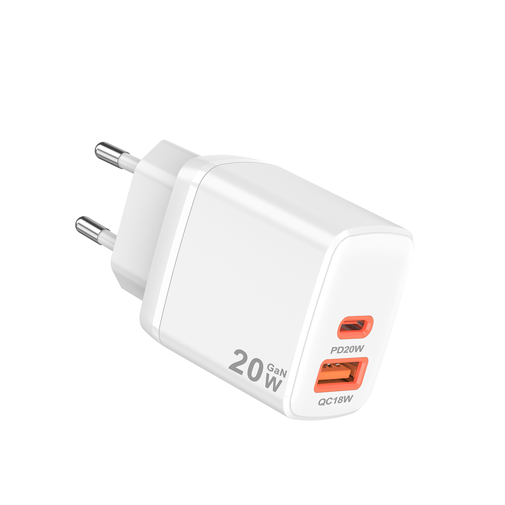 Incarcator retea TECHSUIT Duonix CH2, 1 x USB Type-C, 1 x USB, 20W, White - Imagine 3
