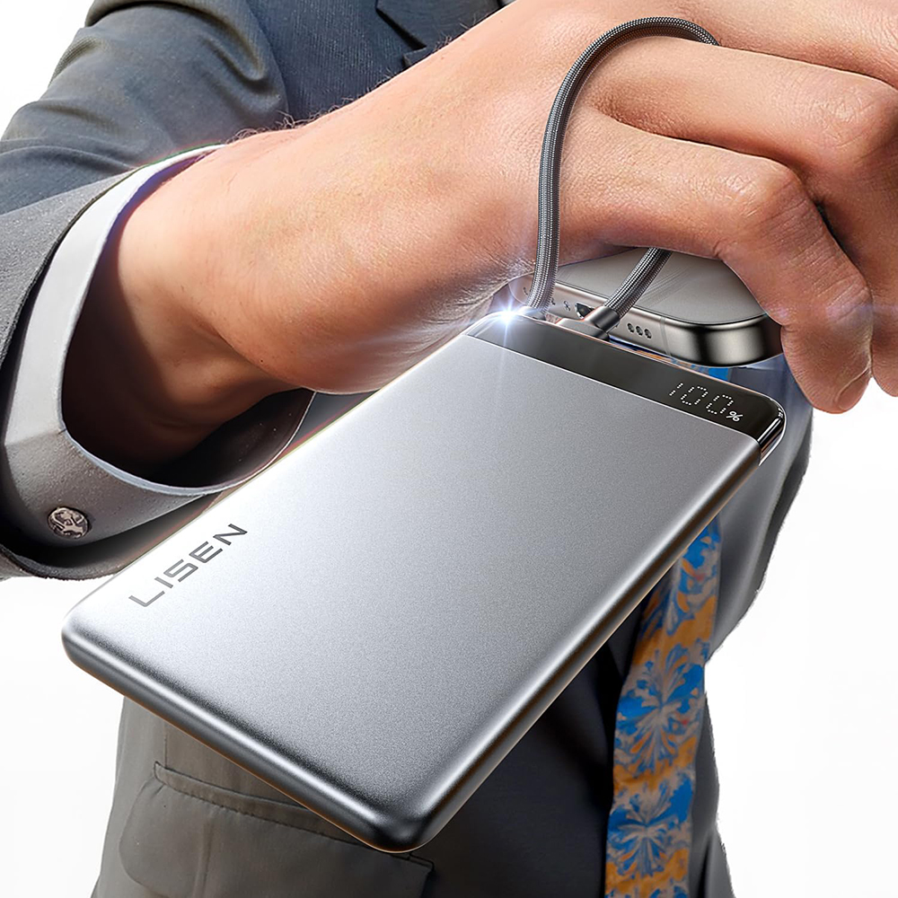 Lisen Powerbank LISEN, 10.000 mAh, Fast Charging, Gray - IT-Fashion.ro