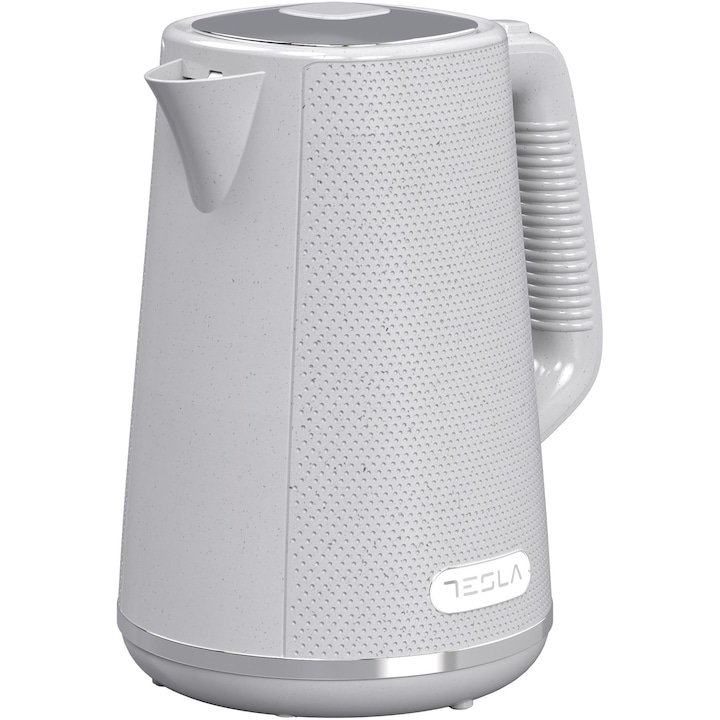 TESLA Fierbător electric TESLA KT400GX, 1.7L, 2200W, Oprire automată, LED, Bază rotativă 360°, White/Gray - IT-Fashion.ro