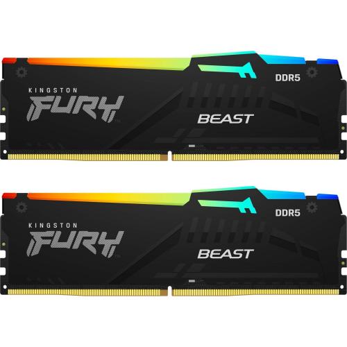 KINGSTON Kit Memorie RAM Kingston Fury Beast RGB Black AMD EXPO/Intel XMP 3.0 KF556C36BBEAK2-64, 64GB, DDR5-5600MHz, CL36, Dual Channel - IT-Fashion.ro