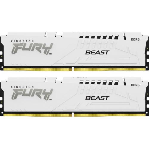 KINGSTON Kit Memorie RAM Kingston Fury Beast White Intel XMP 3.0 KF556C40BWK2-32, 32GB, DDR5-5600MHz, CL40, Dual Channel - IT-Fashion.ro