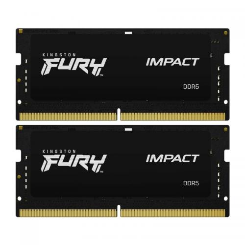 KINGSTON Kit Memorie RAM SO-DIMM Kingston Fury Impact 16GB KF548S38IBK2-16, DDR5-4800Mhz, CL38, Dual Channel - IT-Fashion.ro
