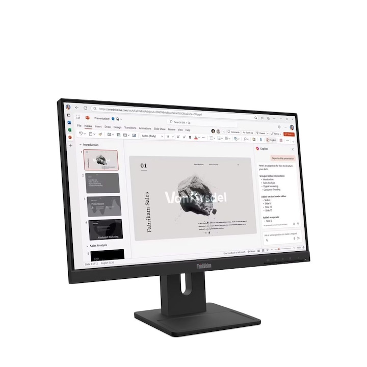 Monitor LED Lenovo ThinkVision E22-40 64C9MAT6EU, 21.5" Full HD, 4ms, 60Hz, Negru - Imagine 2