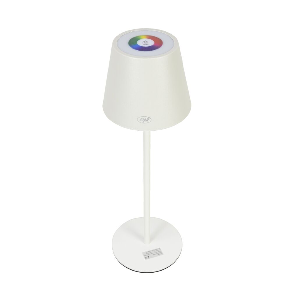 Lampă de masă PNI LT05W cu LED 3W, 200 lumeni, 1800 mAh, USB-C, RGB, buton tactil, dimabil, alb - Imagine 3