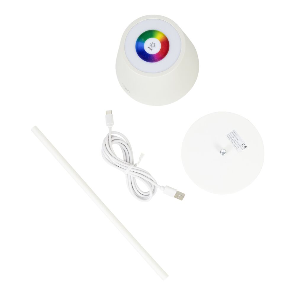 Lampă de masă PNI LT05W cu LED 3W, 200 lumeni, 1800 mAh, USB-C, RGB, buton tactil, dimabil, alb - Imagine 5