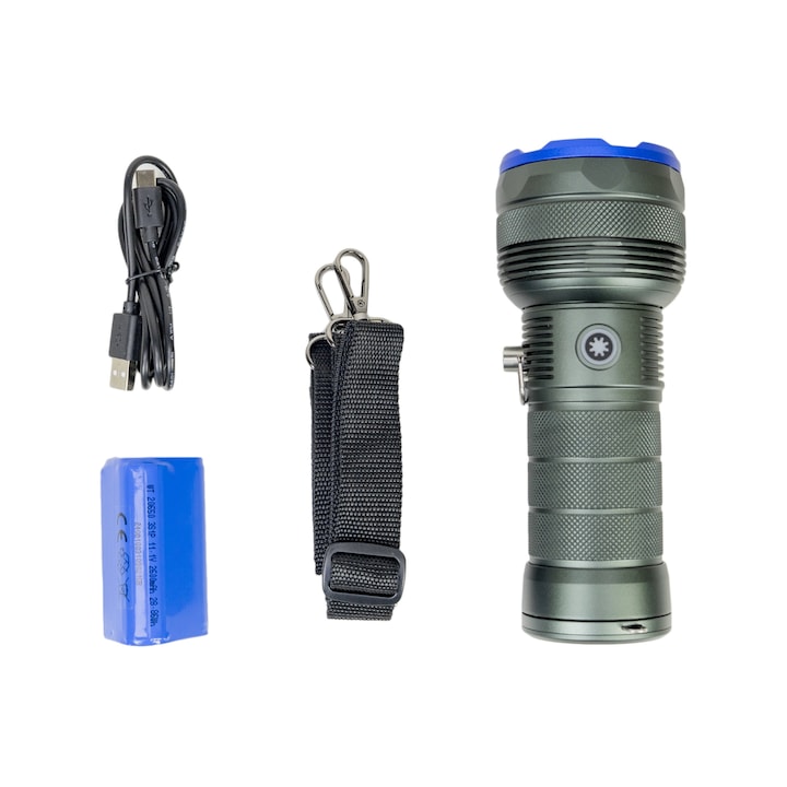 Lanterna PNI Adventure F820 200 W, 3 niveluri iluminare plus Turbo, 20000 lumeni, Power Bank, Gray - Imagine 8