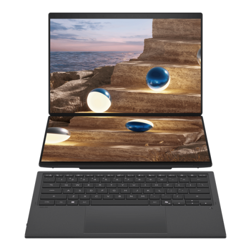 ASUS Laptop ASUS Zenbook Duo UX8407AA-SN596X, Intel Core Ultra X9 388H, 2 x 14 inch Touch, RAM 32GB, SSD 2TB, Intel Arc B390, Windows 11 Pro, Moher Gray - IT-Fashion.ro