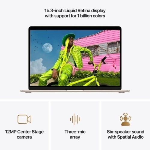 Laptop Apple MacBook Air 15 with Liquid Retina (2026) MDVD4RO/A, Apple M5 10-core, 15.3 inch, RAM 16GB, SSD 512GB, Apple M5 10-core Graphics, Int KB, macOS, Starlight - Imagine 4