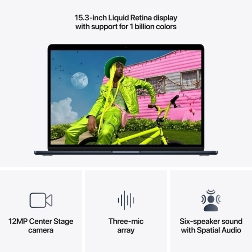 Laptop Apple MacBook Air 15 with Liquid Retina (2026) MDVK4RO/A, Apple M5 10-core, 15.3 inch, RAM 16GB, SSD 1TB, Apple M5 10-core Graphics, Int KB, macOS, Midnight - Imagine 5